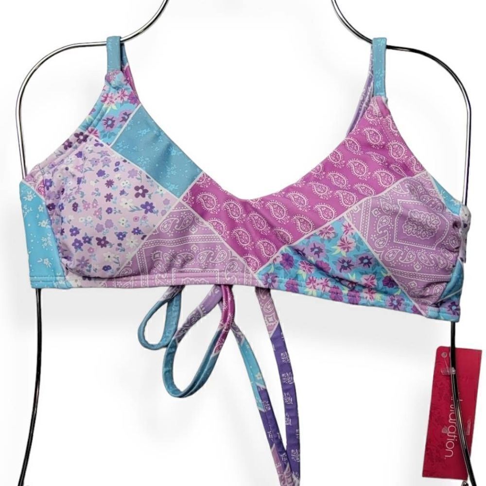 Xhilaration Floral Patch Bikini Top XS Jrs. (00)
